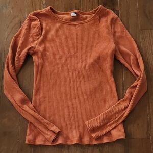 Old Navy Women's Rust Ribbed Long Sleeve Top